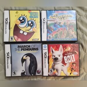 Lot of 4 Nintendo DS Games (Bolt, SpongeBob, March of Penguins, Amusement Park)